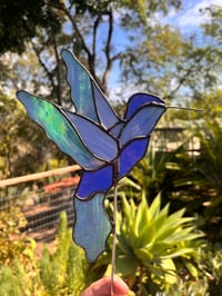 Large Hummingbird Plant Stake - Blue