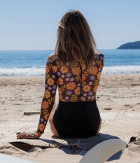 Image 3 of Sol Surfsuit (Reg Leg) - Orange Flower