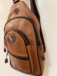 Image 3 of Tycoonrebel Leather TYCOON LOGO Crossbody Bag Messenger Sling Bag Light Brown