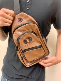 Image 5 of Tycoonrebel Leather TYCOON LOGO Crossbody Bag Messenger Sling Bag Light Brown