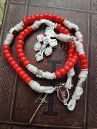 Image 1 of Saint Michael White Paracord Rosary 