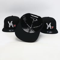 Image 4 of VA SnapBack BLACK/WHITE RED HEART