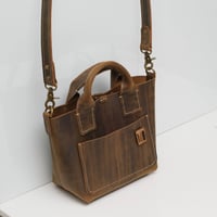Image 2 of Small and Pudgy Two-way Tote vintage dark brown