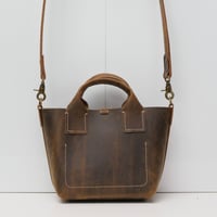 Image 3 of Small and Pudgy Two-way Tote vintage dark brown
