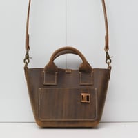 Image 1 of Small and Pudgy Two-way Tote vintage dark brown