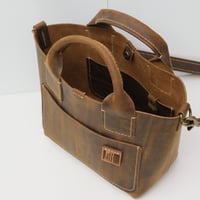 Image 6 of Small and Pudgy Two-way Tote vintage dark brown