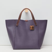 Image 1 of 3-Panel hand-held Tote in pebbled purple
