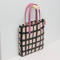 Image 2 of Grid Soft Tote black and pink