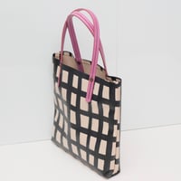 Image 4 of Grid Soft Tote black and pink
