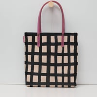 Image 1 of Grid Soft Tote black and pink