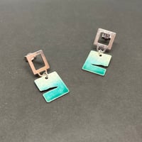 Turquoise Square Seascape Earrings