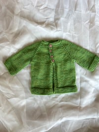 Green Flower Button Knit Cardigan