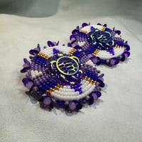 Image 3 of Beaded purple earrings