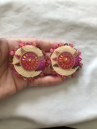 Image 2 of Pink Beaded Native American Earrings 