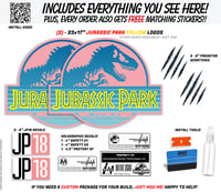 Image 1 of Jurassic Park retro Pink Background Cling Decal Set (2-Pack)
