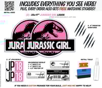 Image 1 of Jurassic Girl Pink Background Cling Decal Set (2-Pack)