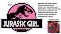 Image 3 of Jurassic Girl Pink Background Cling Decal Set (2-Pack)