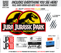 Image 1 of Jurassic Park Yellow Background Cling Decal Set (2-Pack)