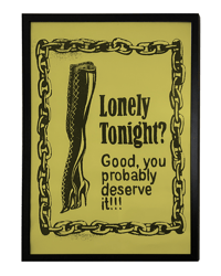 Image 1 of Lonely Tonight? A2 Screen Print on Yellow Paper