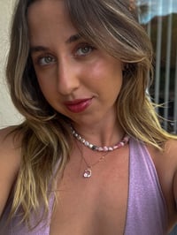 Image 3 of Pre-Order <br> Pink Wreath Drop Necklace (Rose Gold)