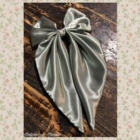 Image 2 of Sage Satin Tailed Ballet Bow