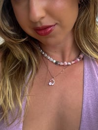 Image 1 of Pre-Order <br> Pink Wreath Drop Necklace (Rose Gold)