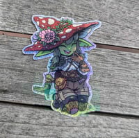 Mushroom Witch Goblin Girl - 3 inch Crushed Sparkles Vinyl Sticker