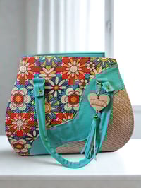 Image 1 of Mexican Artisanal Purse – Teal Floral    ( US Shipping Only ) 