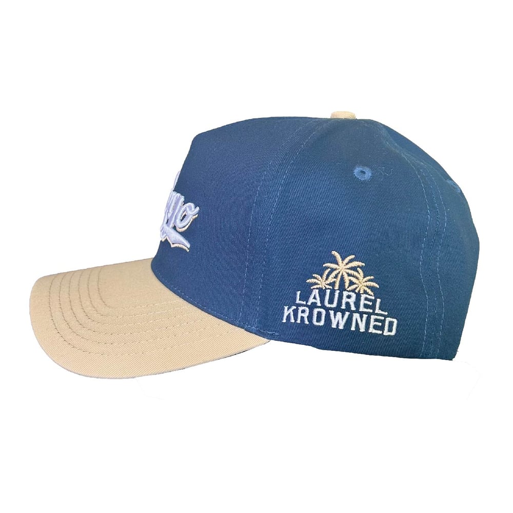 Image of "DAYGO" Baseball Hat (Navy/Tan)