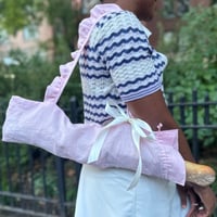 Image 1 of Pink Linen Shoulder Baguette Bag