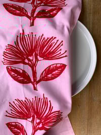 Image 5 of Pōhutukawa flower (red & pink)- Tea towel 
