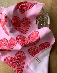 Image 2 of Aroha  (red heart & pink) - Tea towel 