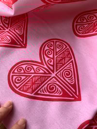 Image 4 of Aroha  (red heart & pink) - Tea towel 