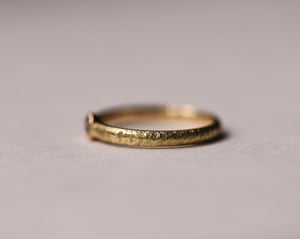 Image of 18ct yellow gold 3.0mm Champagne rose-cut diamond horn texture ring (LON265)