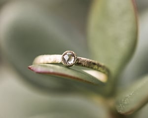 Image of 18ct yellow gold 3.0mm Champagne rose-cut diamond horn texture ring (LON265)