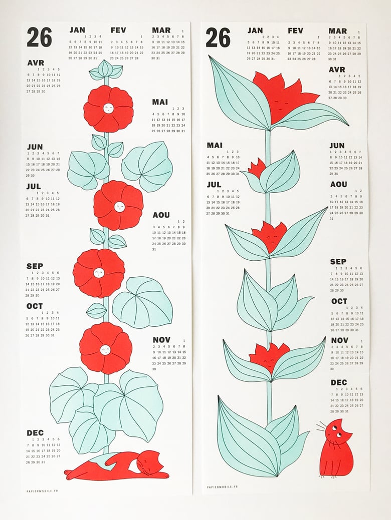 Image of Gentian Calendar 2026, riso print 15x42cm