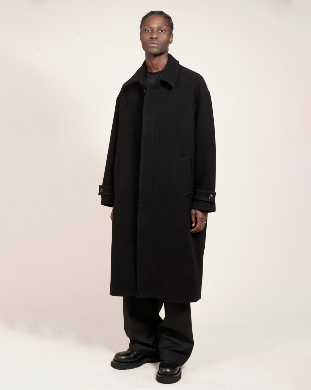 Image of Black Wool Cashmere Coat