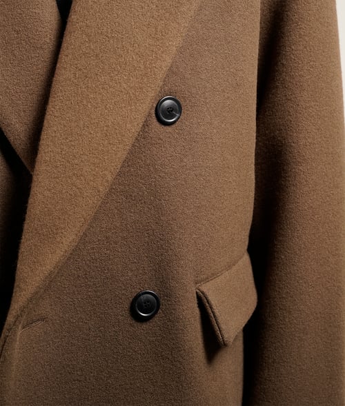 Image of Tobacco Brown Wool Cashmere Double-Breasted Coat