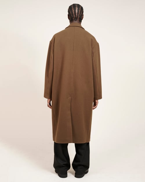 Image of Tobacco Brown Wool Cashmere Double-Breasted Coat