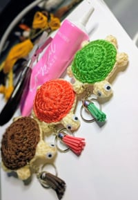 Image 4 of Mini Shell Buddy handmade Crochet Turtle Keychain with tassel