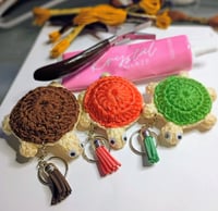 Image 9 of Mini Shell Buddy handmade Crochet Turtle Keychain with tassel