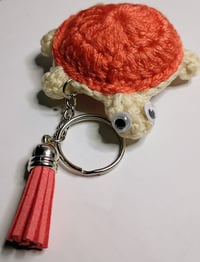 Image 2 of Mini Shell Buddy handmade Crochet Turtle Keychain with tassel