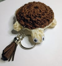 Image 3 of Mini Shell Buddy handmade Crochet Turtle Keychain with tassel