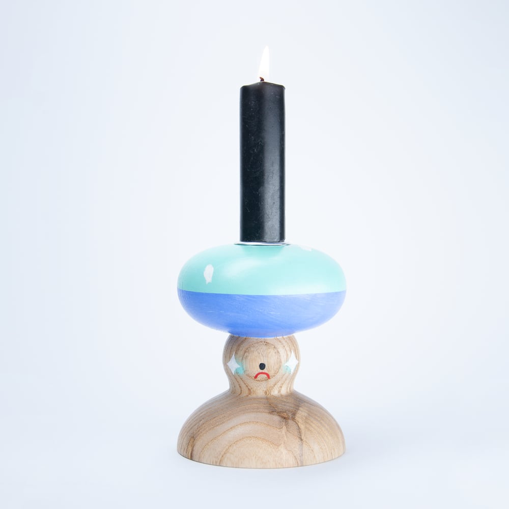 Image of Kerzenhalter-Vasen-Kombi "Fliegenpilz blau"