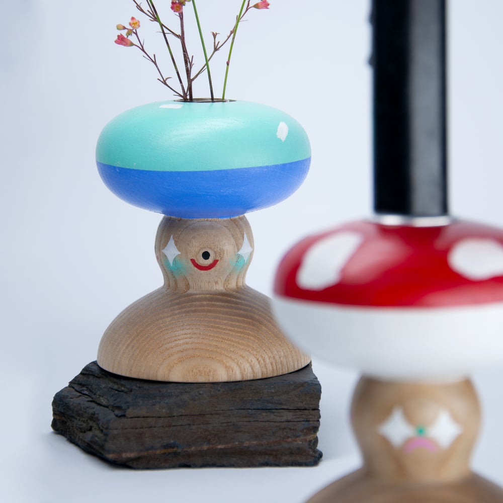 Image of Kerzenhalter-Vasen-Kombi "Fliegenpilz blau"