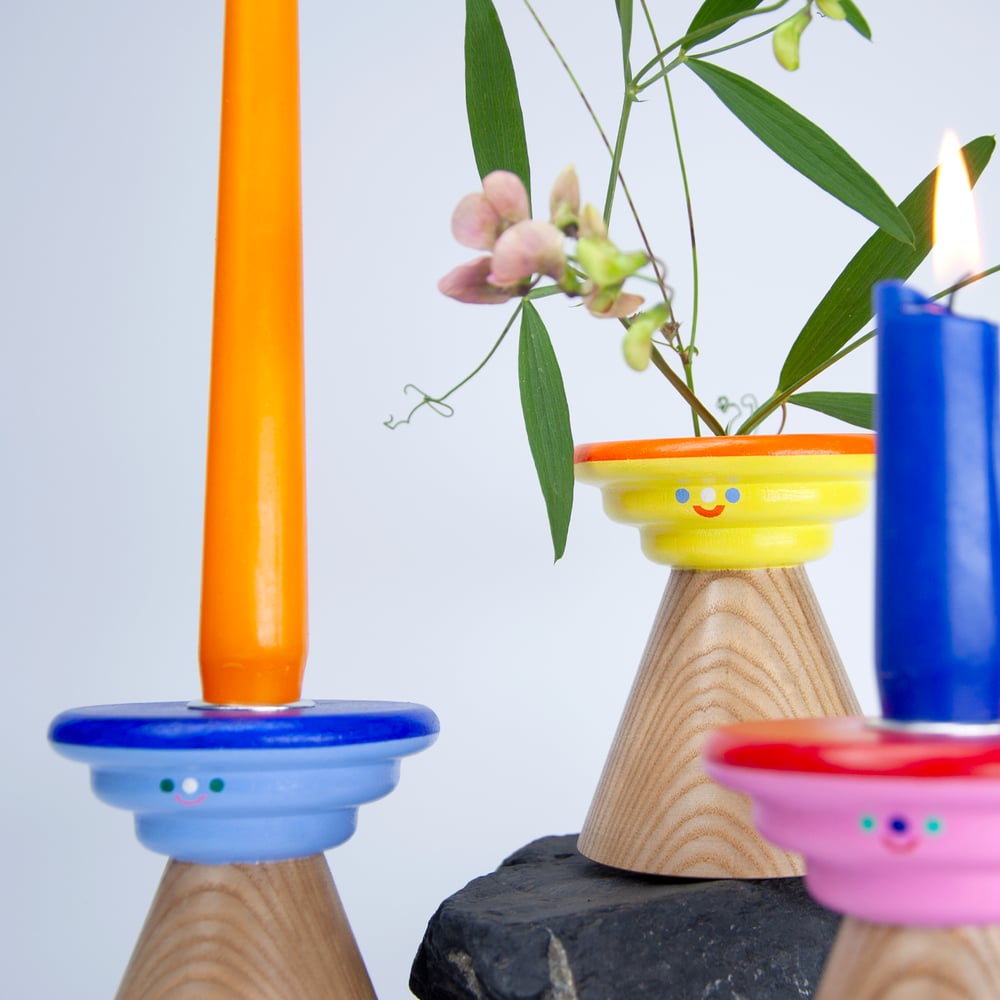 Image of Kerzenhalter-Vasen-Kombi "Pfifferling gelb"