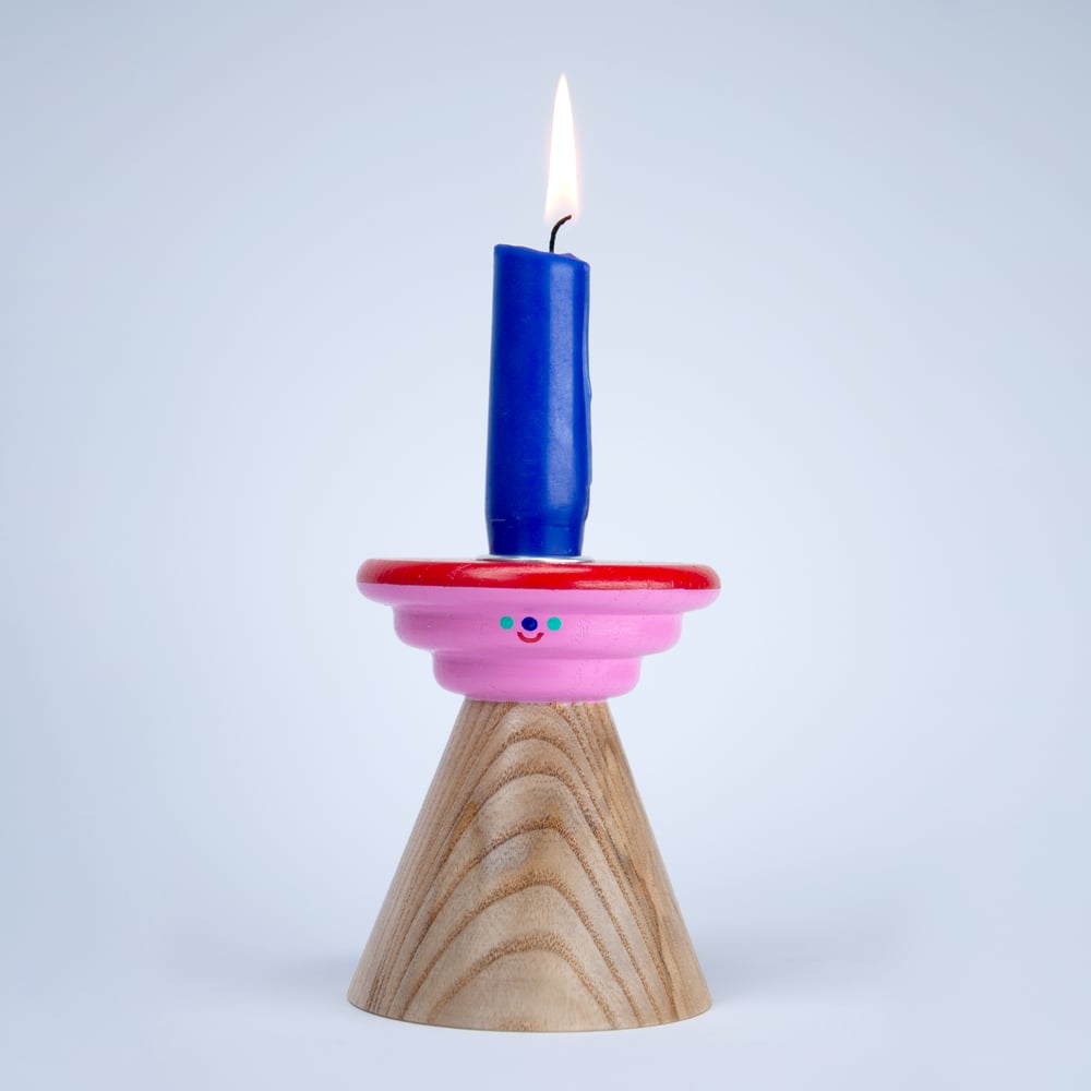 Image of Kerzenhalter-Vasen-Kombi "Pfifferling rot" 