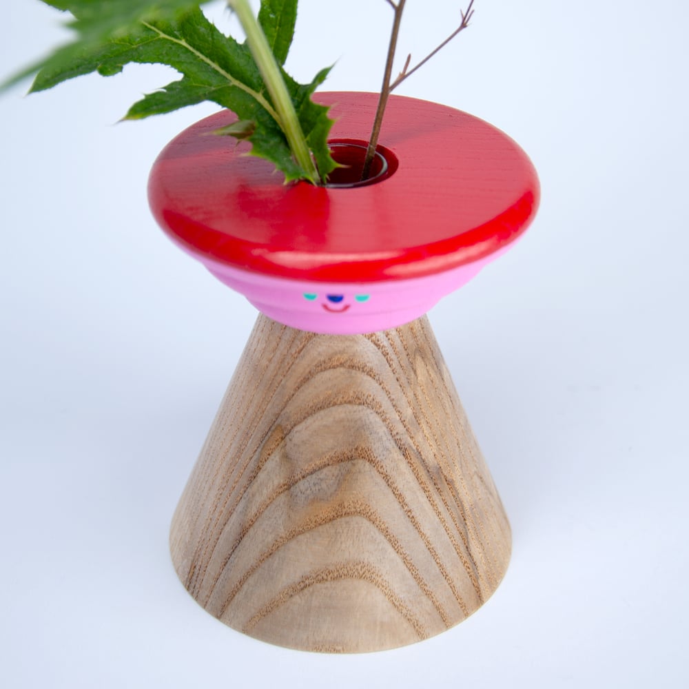 Image of Kerzenhalter-Vasen-Kombi "Pfifferling rot"