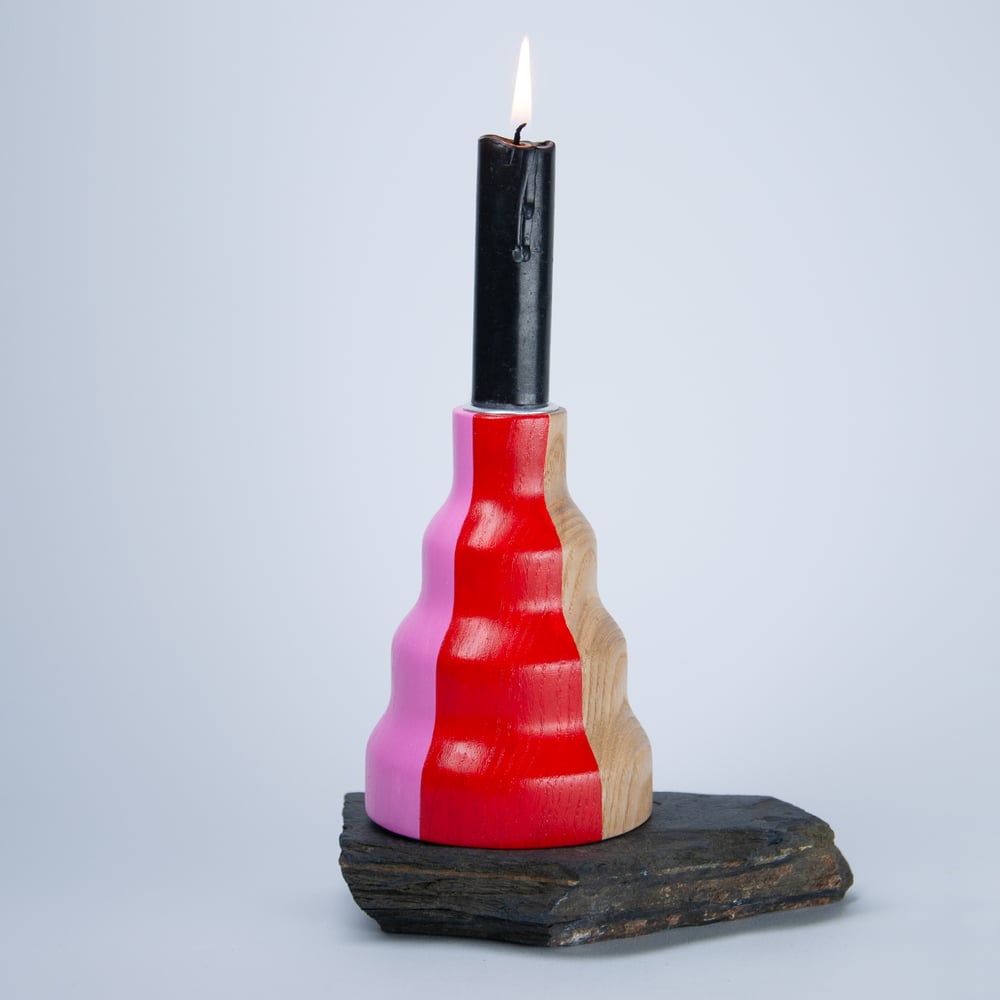 Image of Kerzenhalter-Vasen-Kombi "Vella rot"