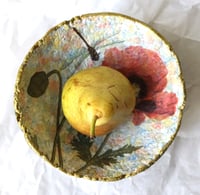 Image 4 of Handmade Papier-Mâché Bowl with Red Poppy and Dragonfly – Decorative Art